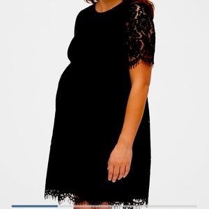 Black lace shirt sleeve maternity dress GAP size small.